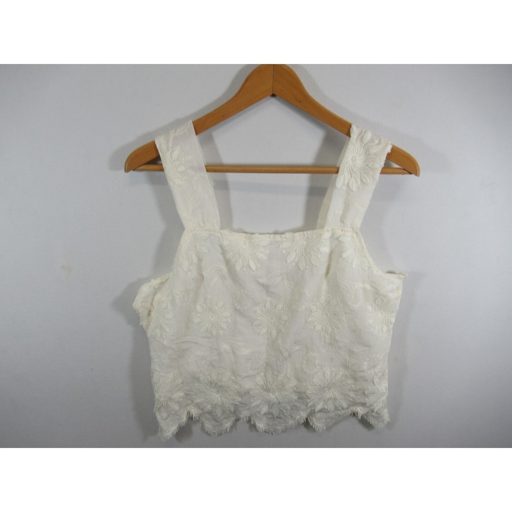 Gimmicks BKE Jacquard Embroidered Cropped Tank Top Women XL Ivory IBT31113B